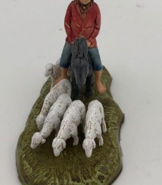 uomo su asino con pecore cm 6